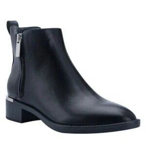 Calvin Klein Kcdeniece2 Almond Toe Block Heel Zip Booties Black 8M